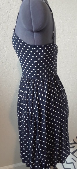 Navy Polka Dot Dress - Picture 2 of 4